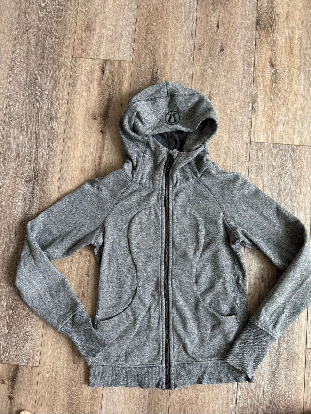 lululemon athletica Heather Gray Hooded Zip Bomber Jacket